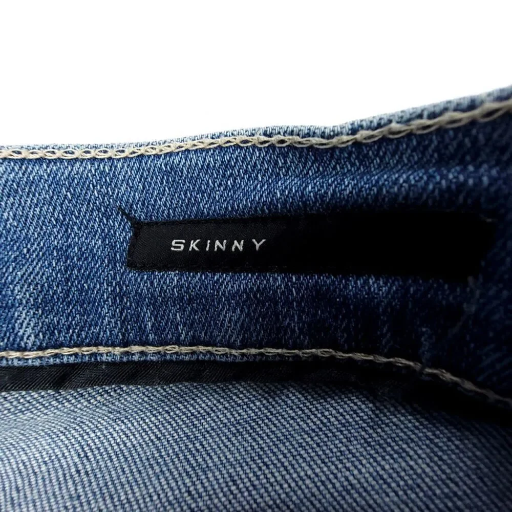 ZARA Man New Biker Moto Ribbed Tailored Skinny Jeans Blue Denim Mens 30 x 32